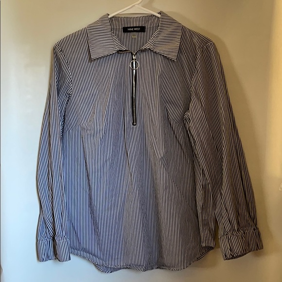 Nine West stripe half zip long sleeve - Picture 1 of 6